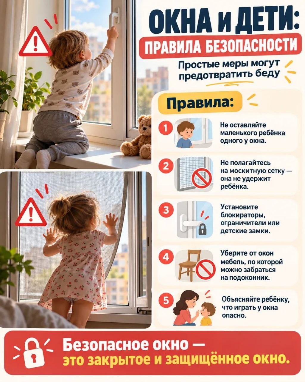 Окна и дети: правила безопасности